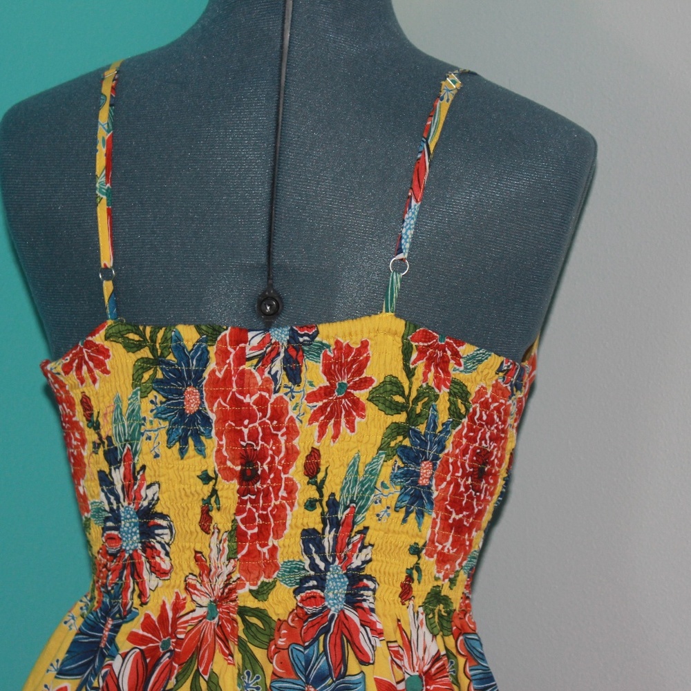 Tropical Summer Mini Dress Yellow Xhilaration - Picture 3 of 5